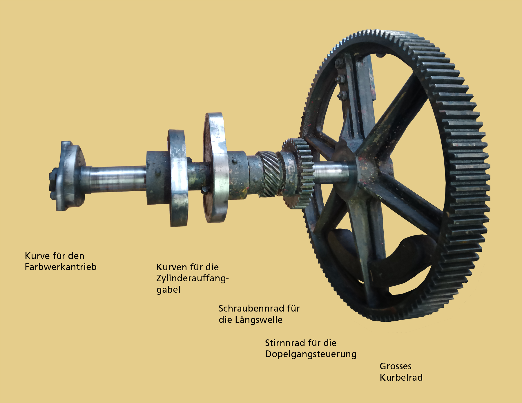 Das grosse Kurbelrad ausgebaut